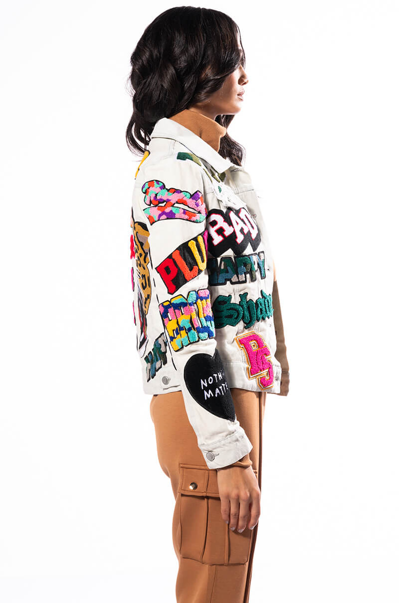 Full View No No Multi Patchwork Denim Jacket