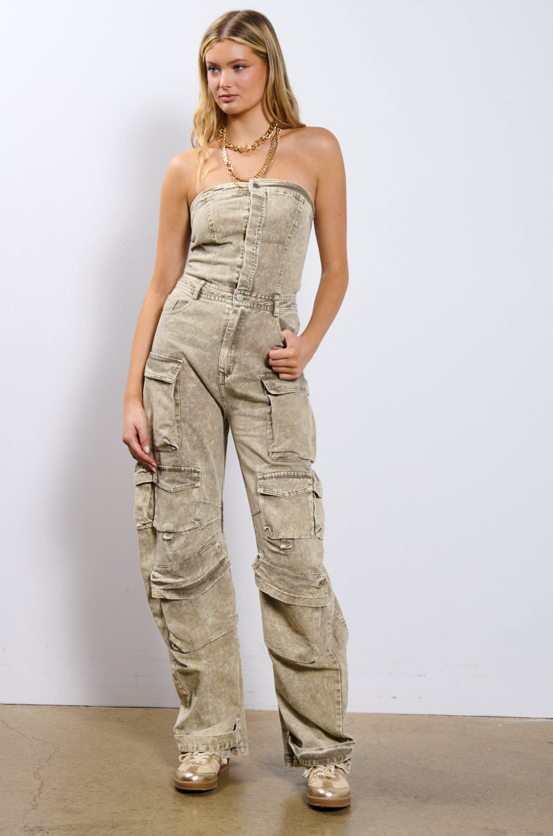 NO ONE LIKE ME CARGO DENIM JUMPSUIT view 0