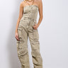 Front View No One Like Me Cargo Denim Jumpsuit