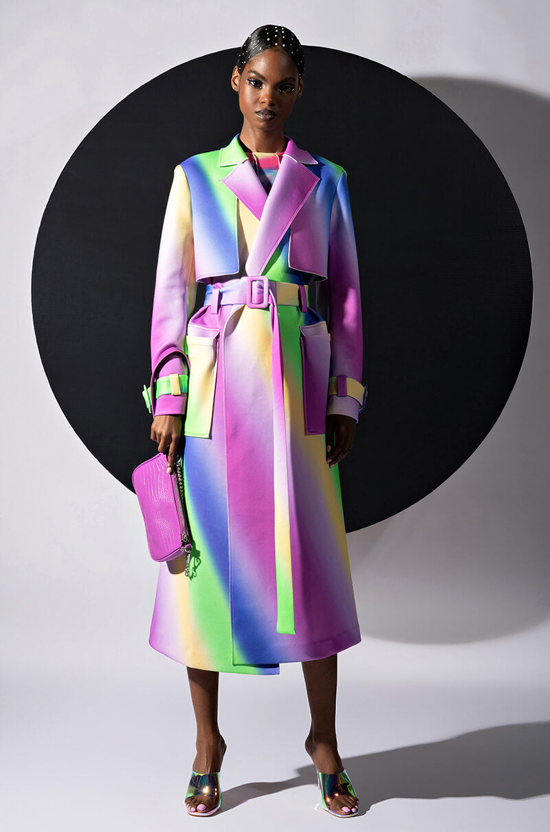 Front View No Place Like Home Ombre Trench Jacket