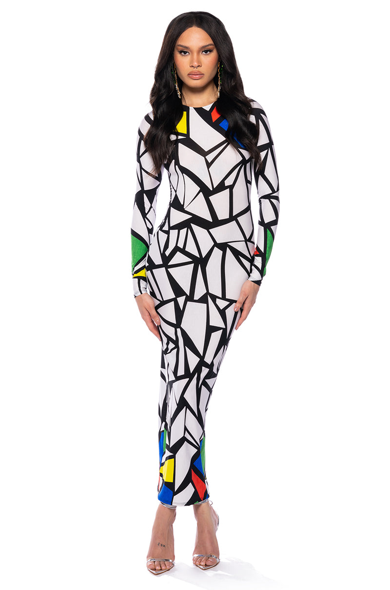 Front View Noah Long Sleeve Maxi Dress