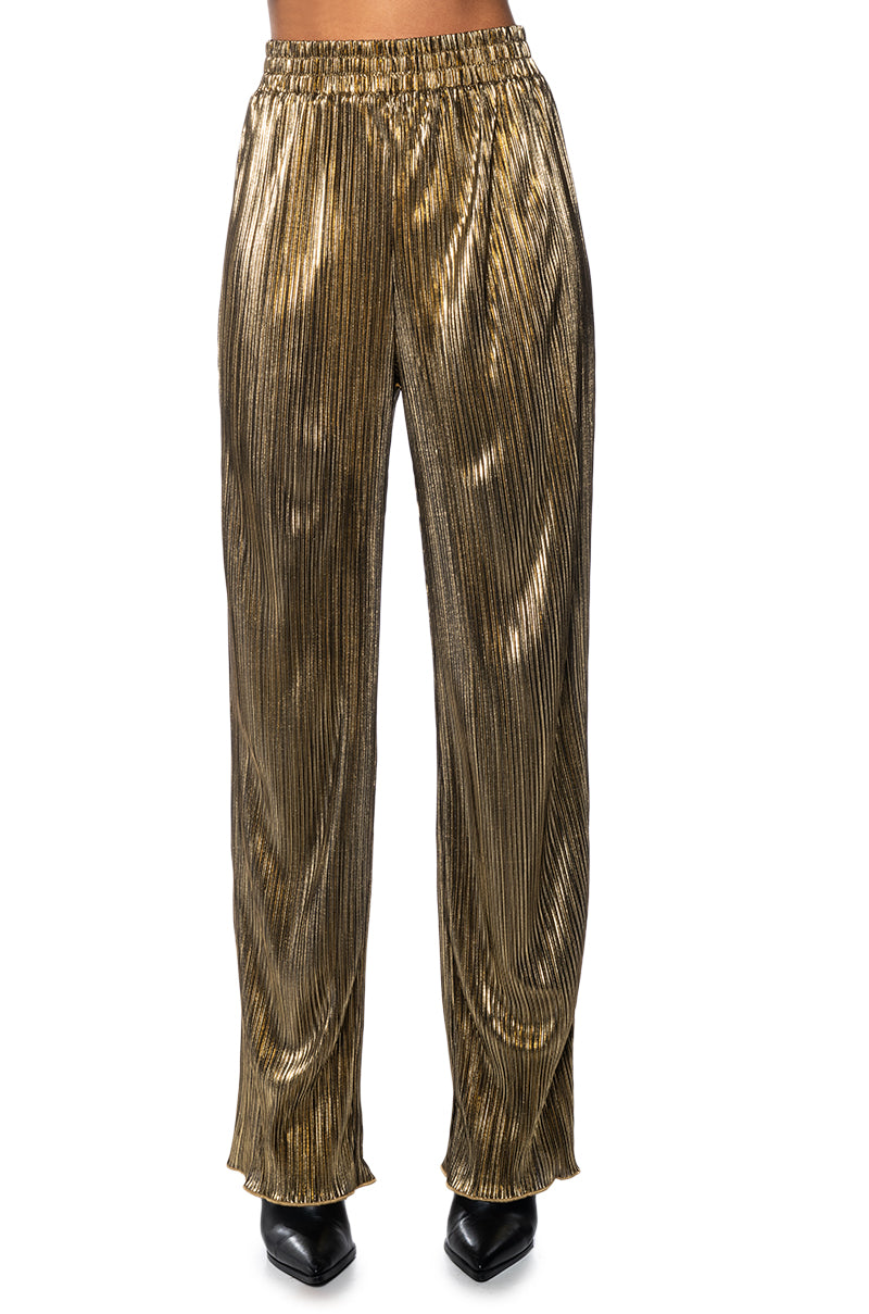 Back View Noel Pleated Metallic Palazzo Pant 1