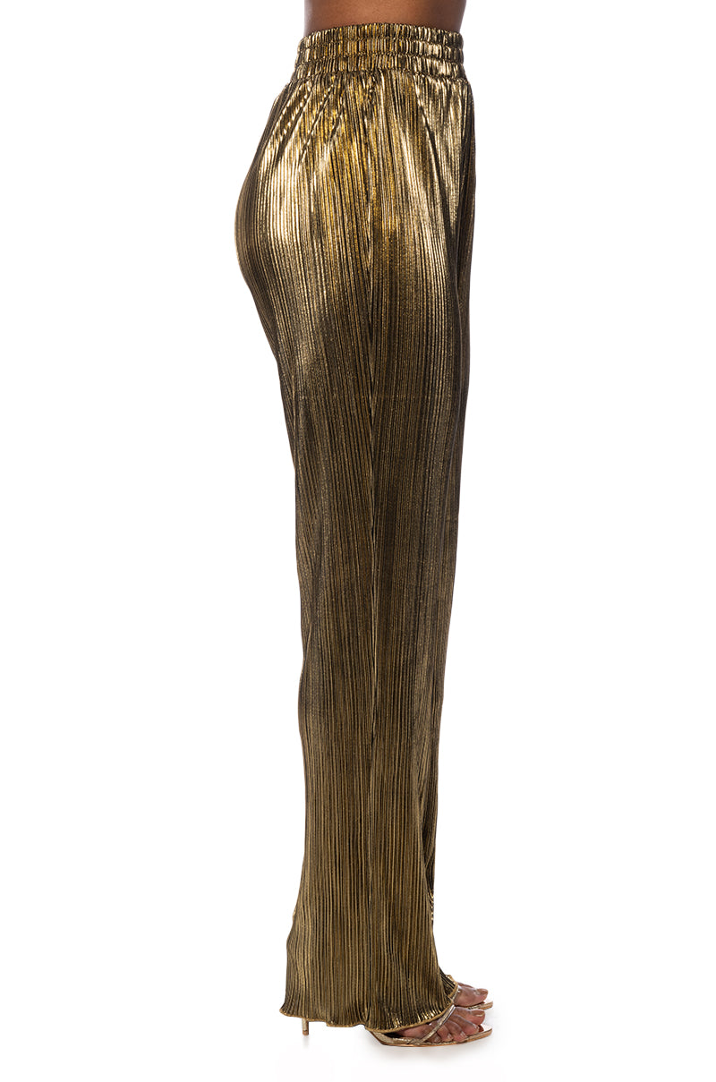 NOEL PLEATED METALLIC PALAZZO PANT - Main Image