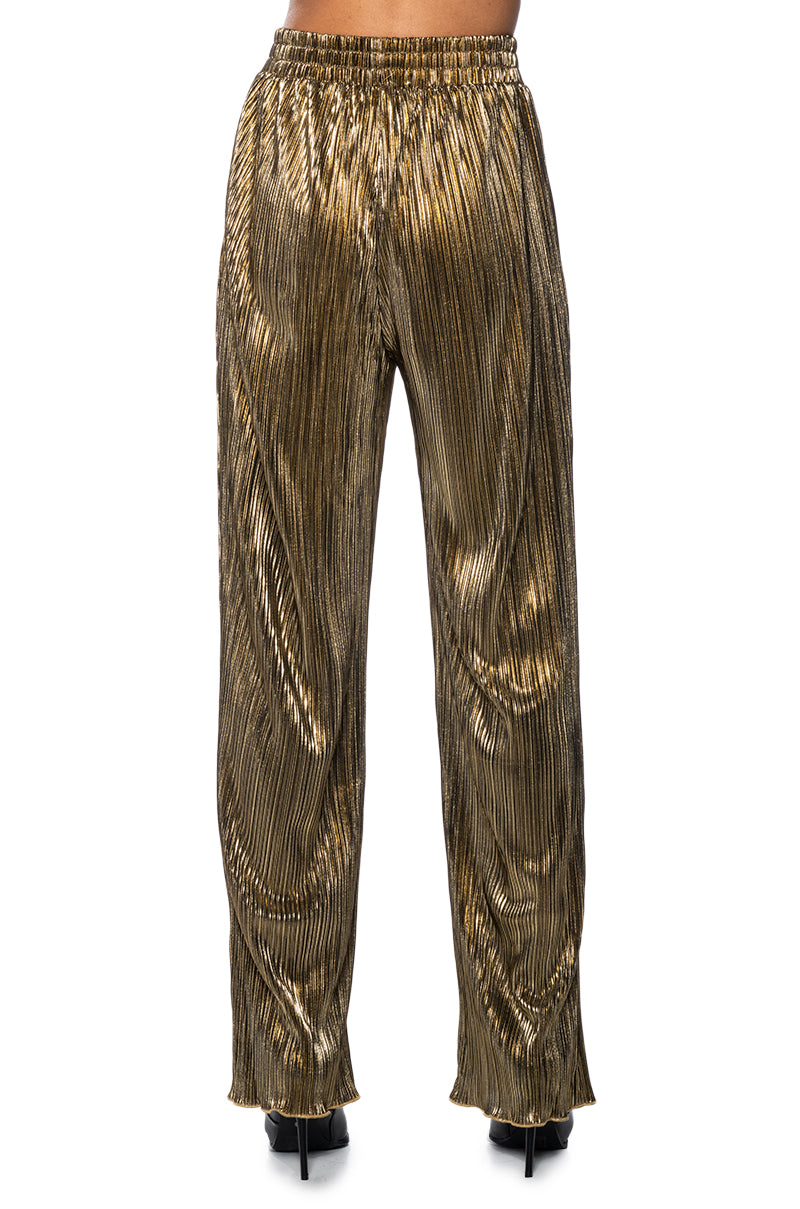 Full View Noel Pleated Metallic Palazzo Pant 3