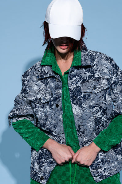 oversized pieced denim jacket | GUESS