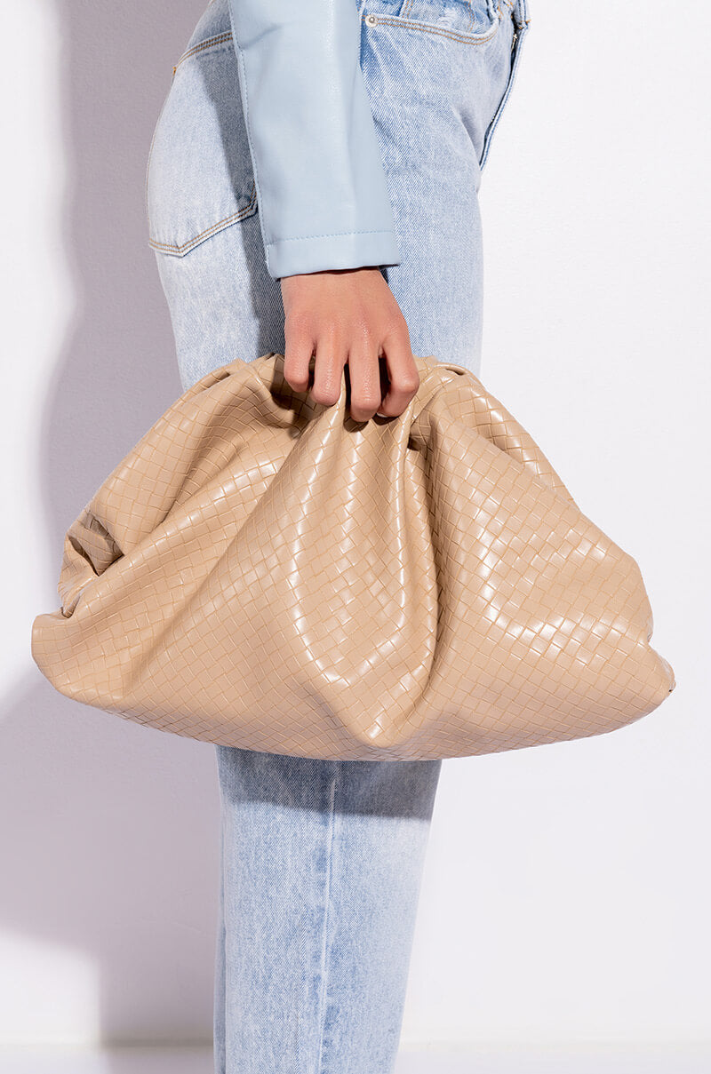 Front View Nolita Taupe Oversized Pouch
