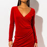 Front View Northern Lights Velour Mini Dress in Red