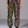 Front View Not A Care Metallic Quilted Pant