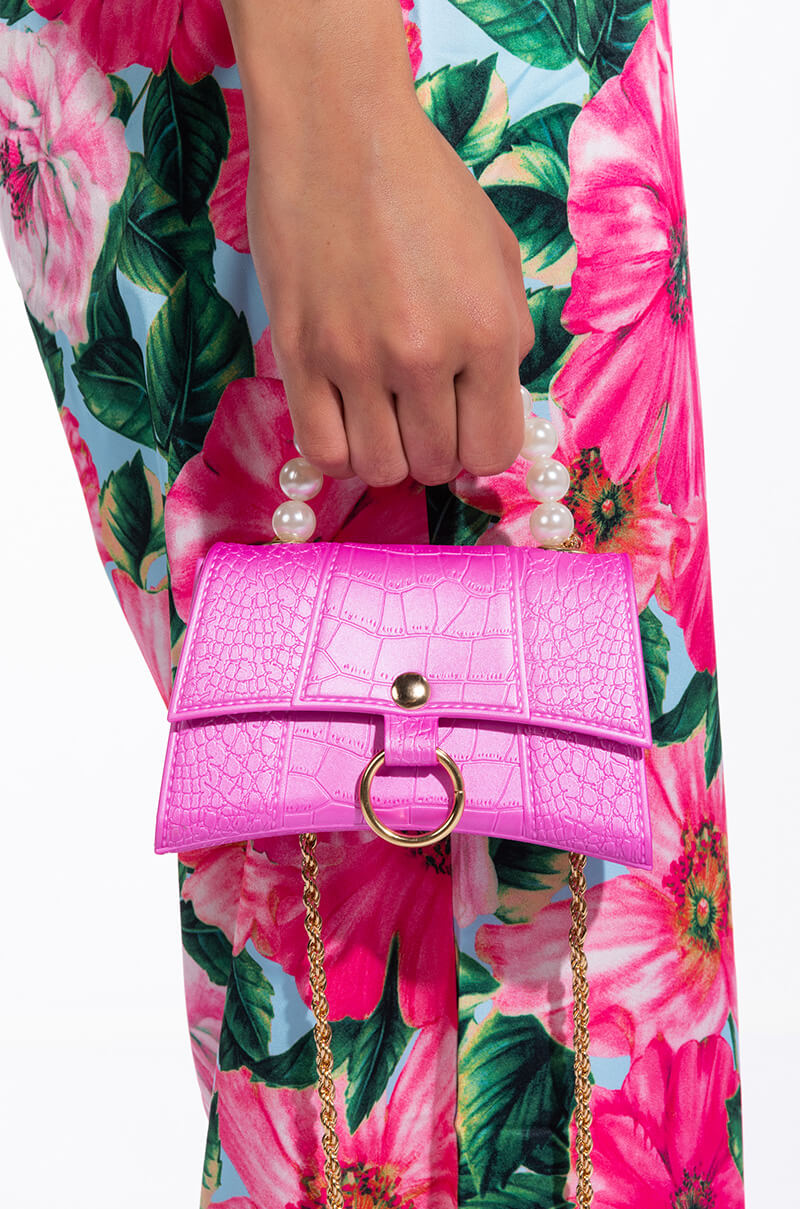 Front View Not A While Crocodile Pink Mini Bag