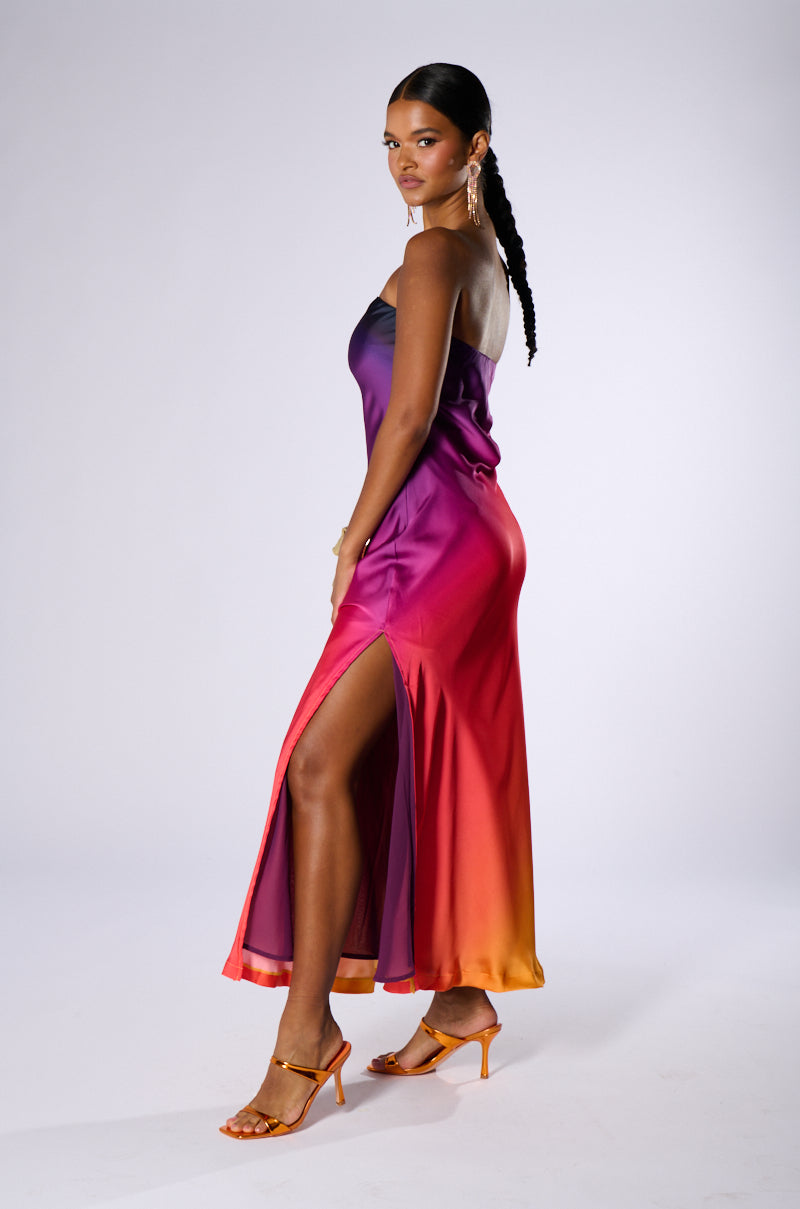 Back View Not Going Anywhere Satin Maxi Dress