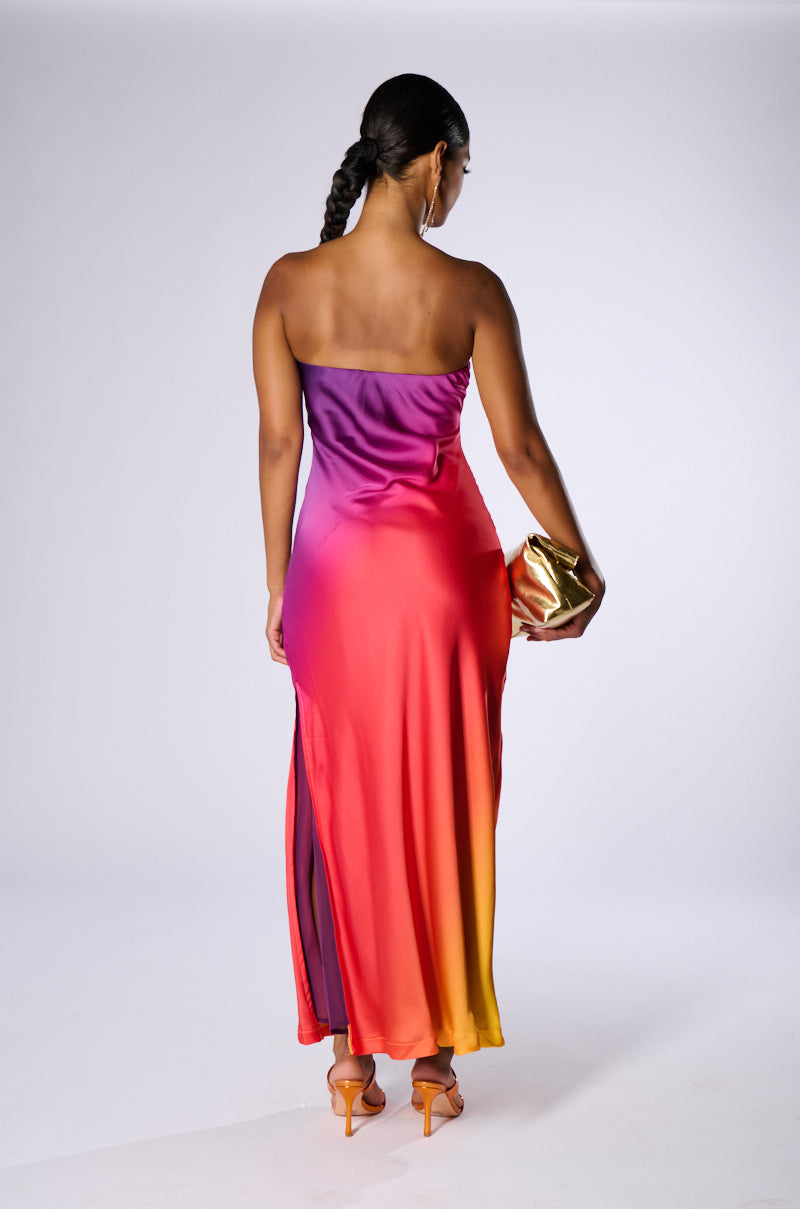 Full View Not Going Anywhere Satin Maxi Dress