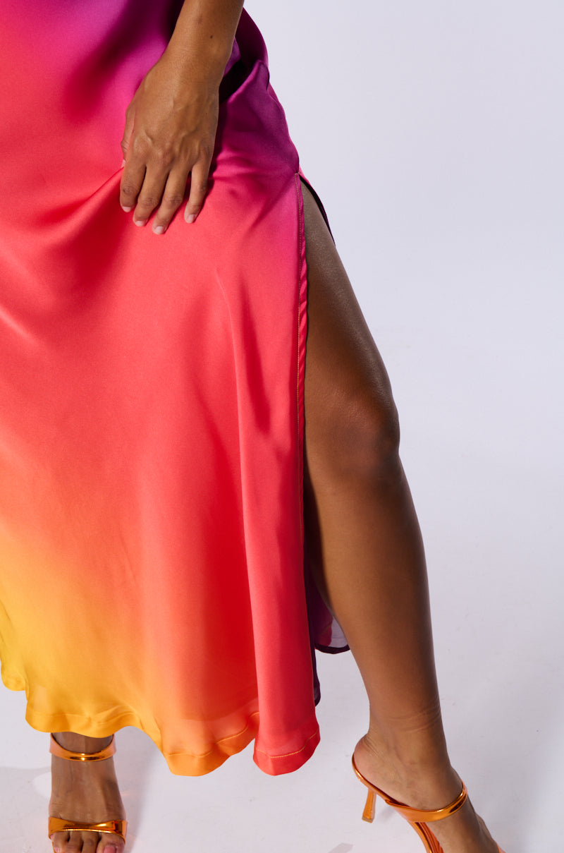 Extra View Not Going Anywhere Satin Maxi Dress