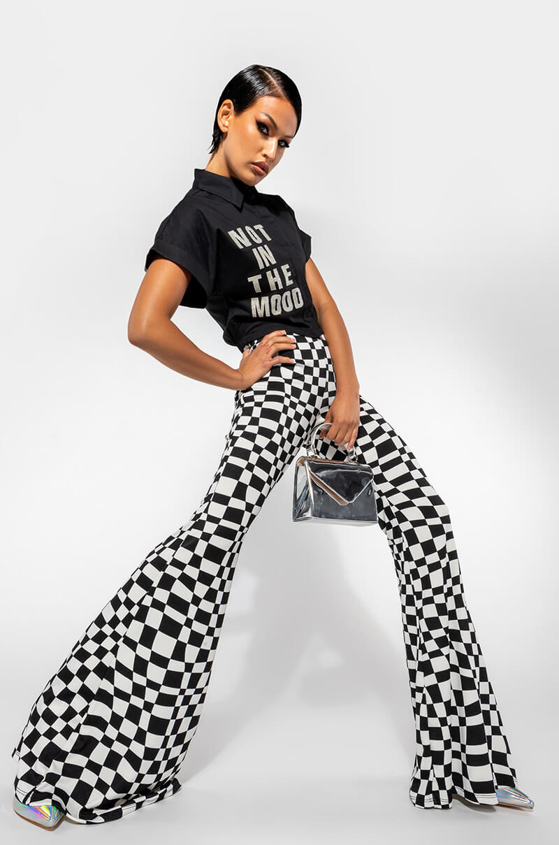 Back View Not In The Mood Cropped Button Down Blouse