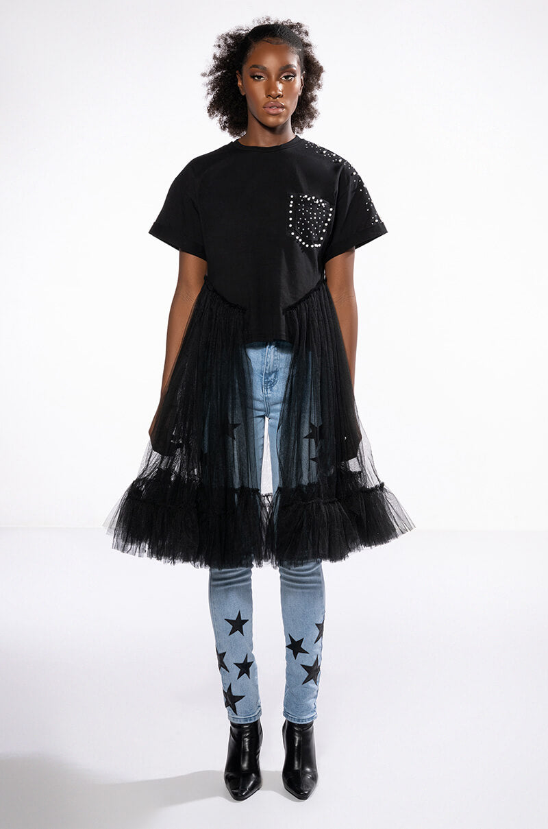 Side View Not In The Mood Oversized High Low Short Sleeve Tshirt view 5