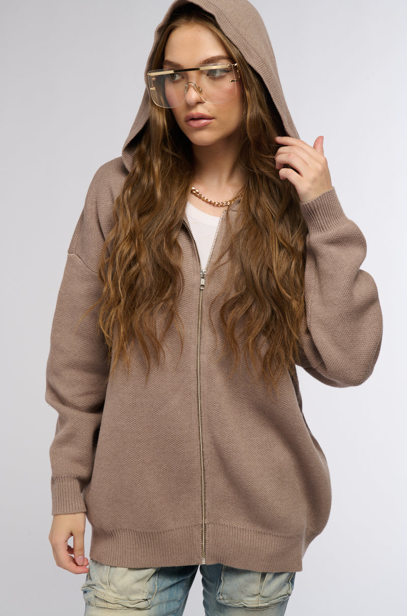 NOT SO BASIC FULL ZIP HOODED SWEATER view 0
