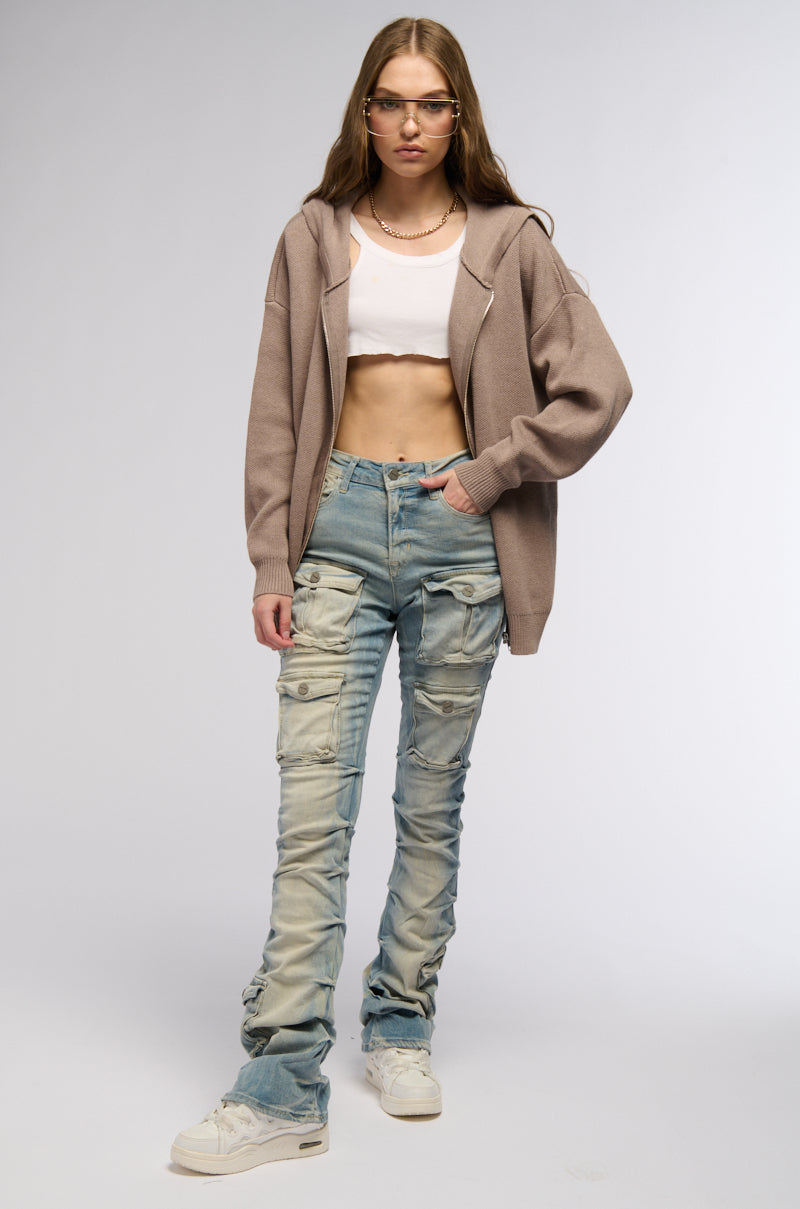 Extra View Not So Basic Full Zip Hooded Sweater