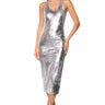 Front View Not So Basic Metallic Midi Dress