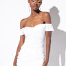 Front View Not Today Honayyy Mini Off The Shoulders Dress in White