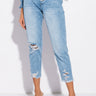 Front View Not Your Baby High Rise Distressed Mom Jean