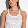 Front View Not Yours Corset Detail Crop Ribbed Tank