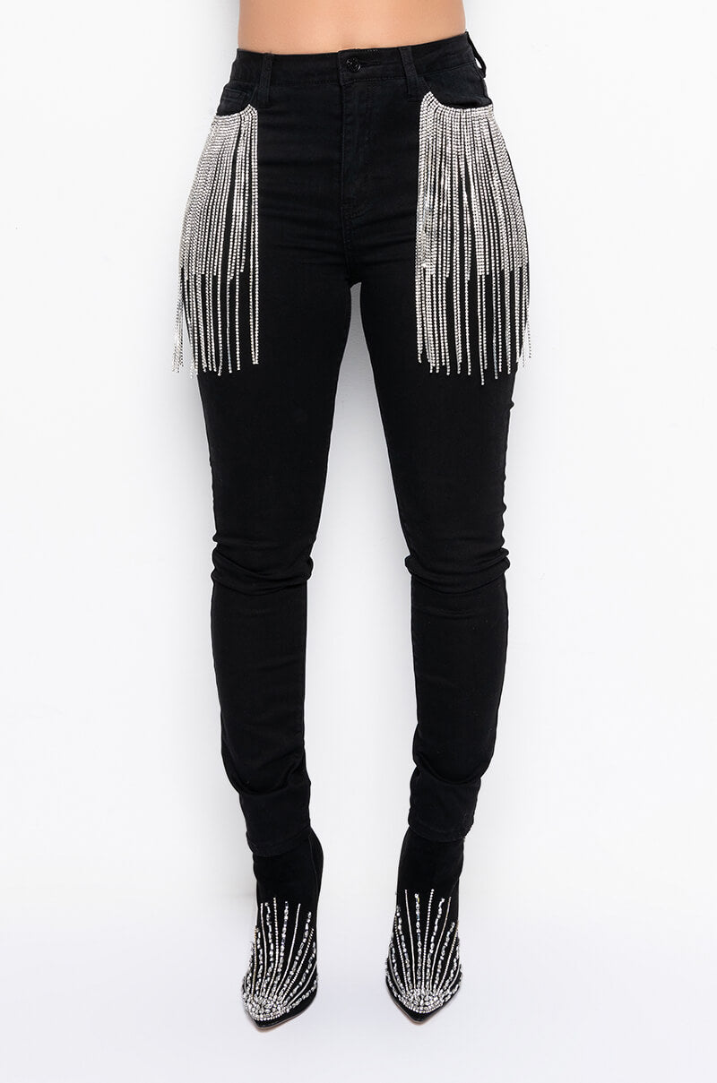 Detail View Nothin Better Rhinestone Pocket Skinny Jeans