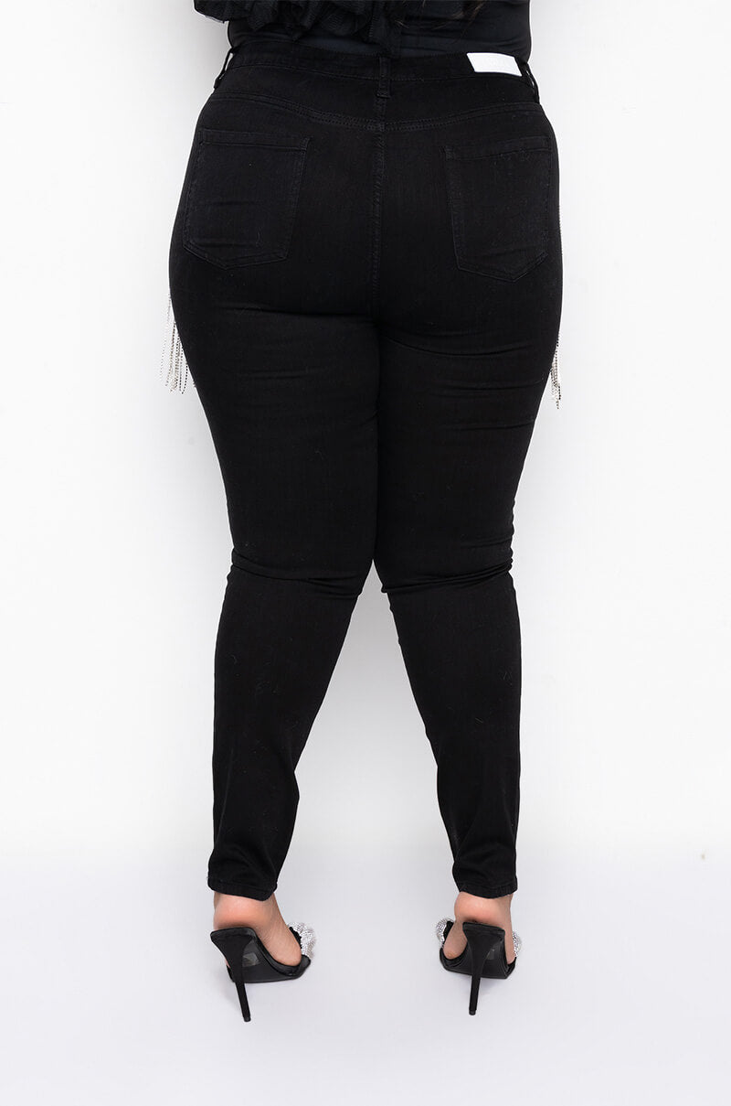 Extra View Nothin Better Rhinestone Pocket Skinny Jeans