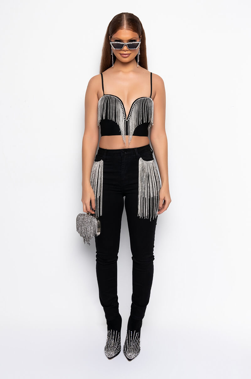 Extra View Nothin Better Rhinestone Pocket Skinny Jeans