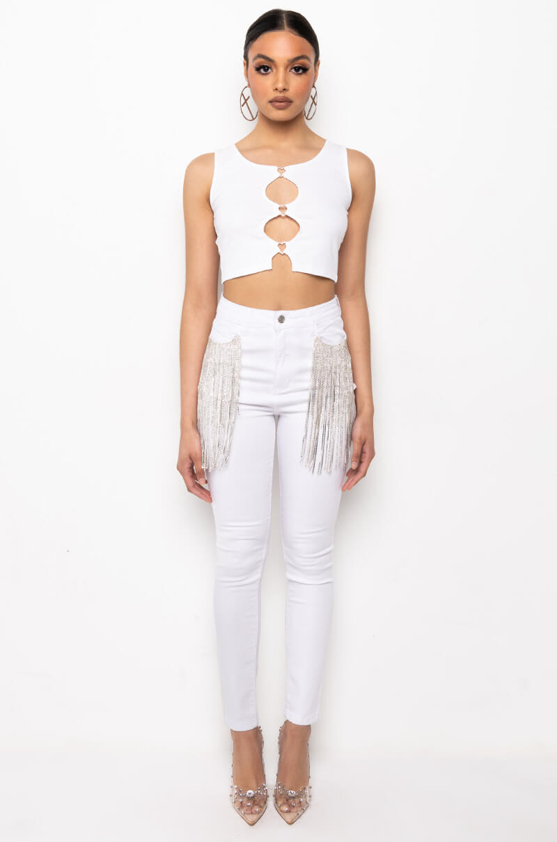 Full View Nothin Better Rhinestone Pocket Skinny Jeans