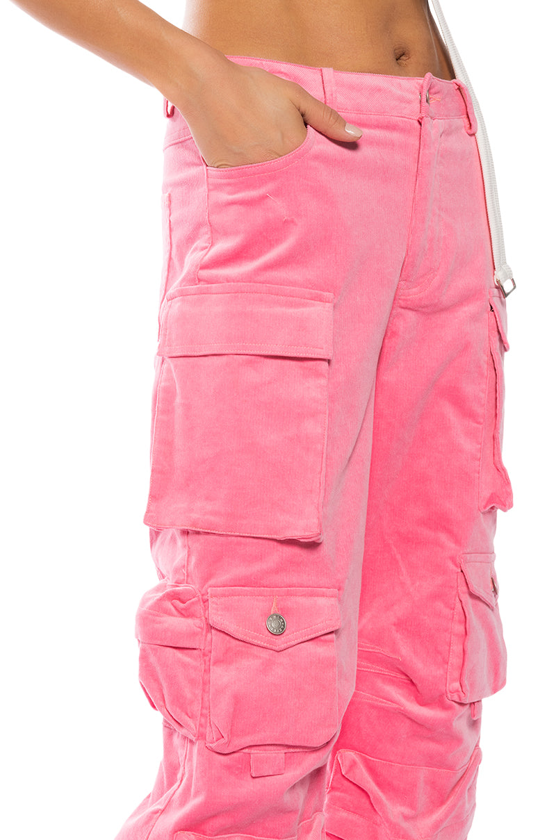 Extra View Nothing But Corduroy Cargo Pants In Pink 6