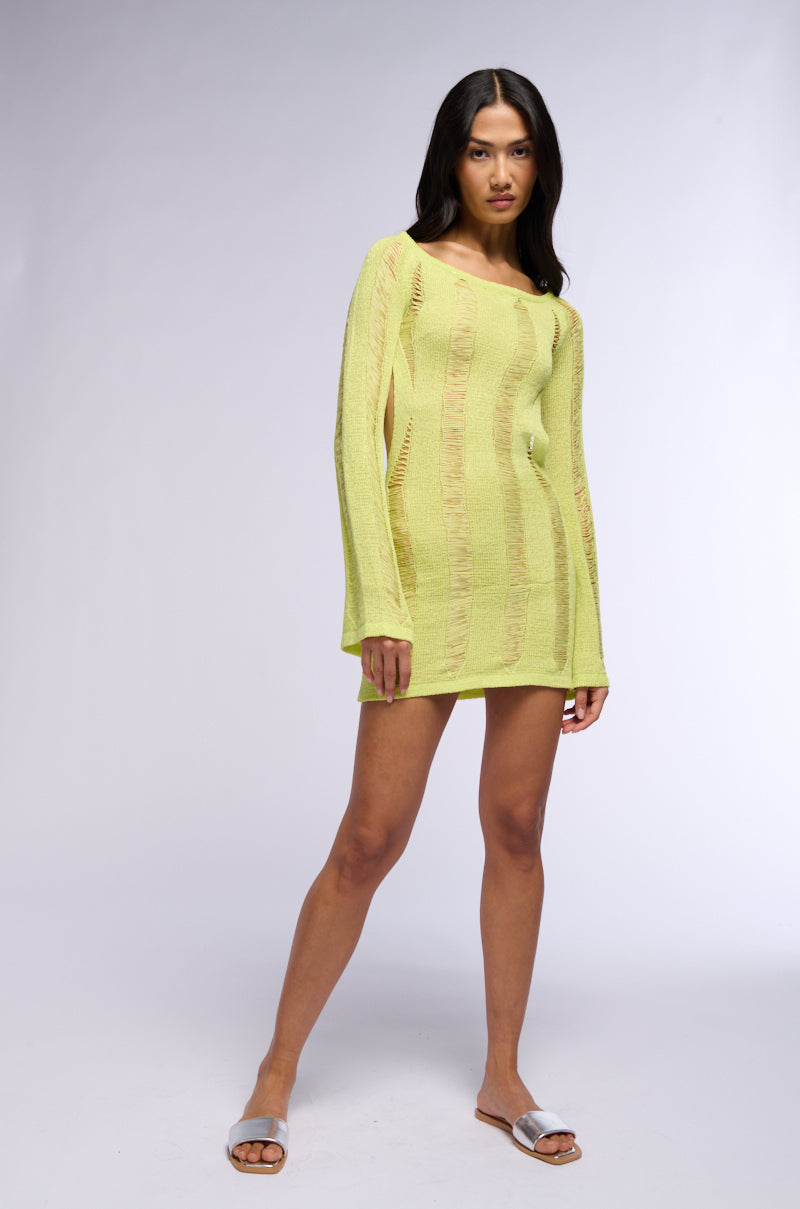 NOTHING PHASES ME KNIT MINI DRESS IN GREEN AKIRA NOTHING PHASES ME KNIT MINI DRESS IN GREEN AKIRA