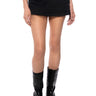 Front View Notice Me Denim Mini Skirt In Black Grey