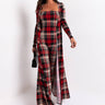 Front View Now Or Never Plaid Jumpsuit in Red Multi