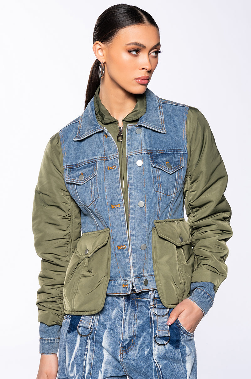 Side View Nylon Denim Jacket