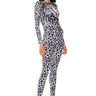 Front View Nyra Cheetah Printed Long Sleeve Jumpsuit