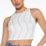 Front View Nyx Rhinestone Ribbed Crop Tank