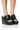 Front View Ocean Eyes Wedge Sandal In Black