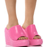 Front View Ocean Eyes Wedge Sandal In Pink