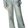 Front View Odin Metallic Denim Cargo Pant