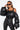 Front View Off Shoulder Puffer Pu Jacket