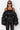 Back View Off Shoulder Puffer Pu Jacket
