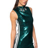 Front View Off To The Races Sequin Striped Mini Dress