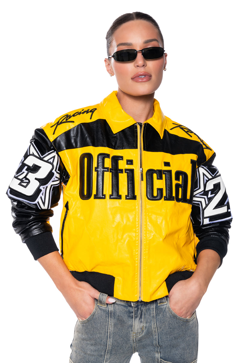 Back View Official Pu Moto Bomber