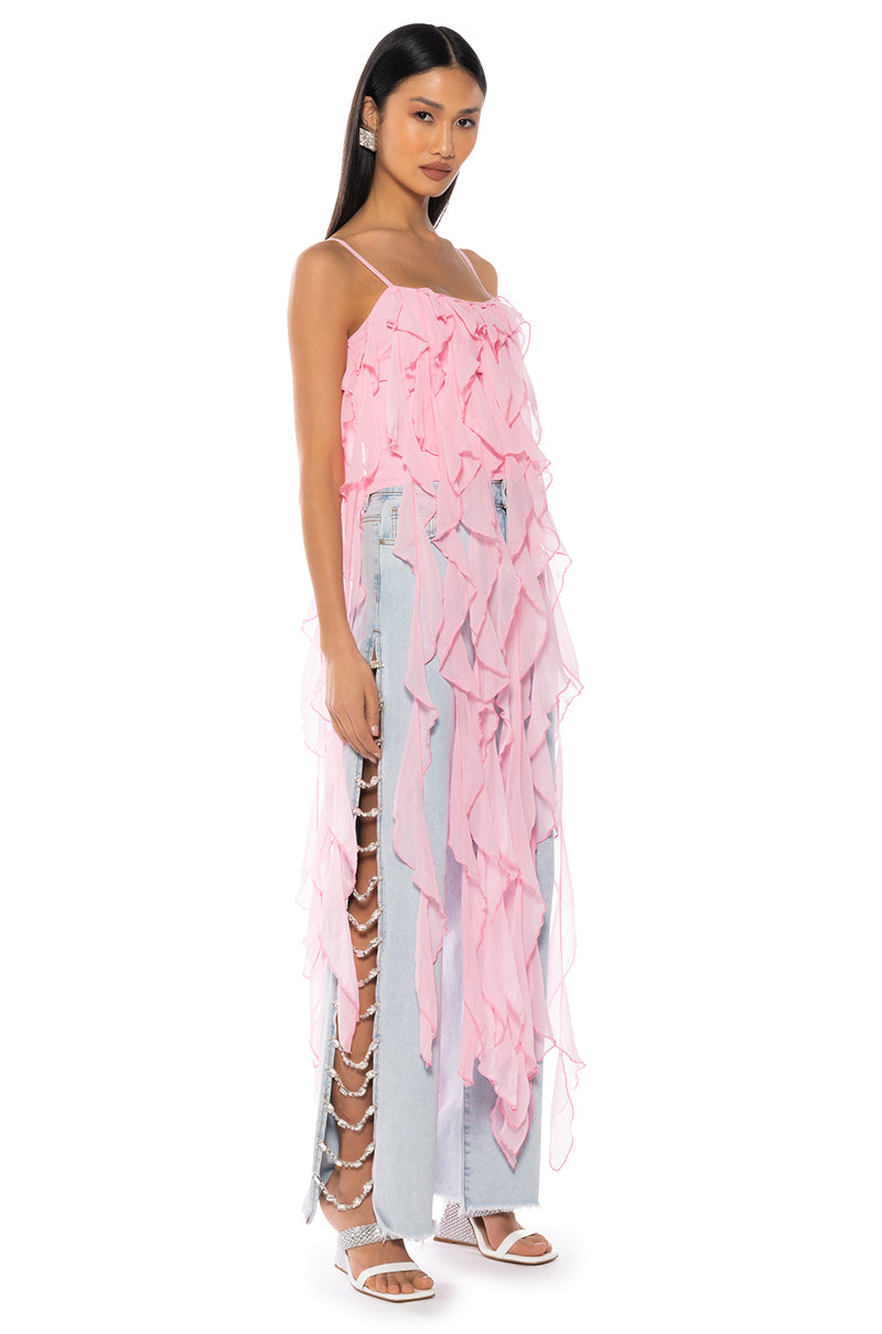 Side View Oh Darling Ruffle Long Top