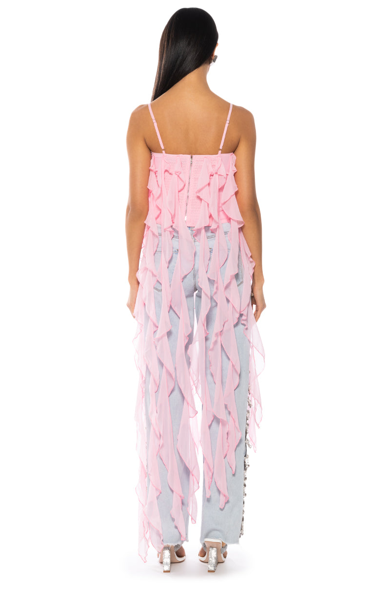 Detail View Oh Darling Ruffle Long Top
