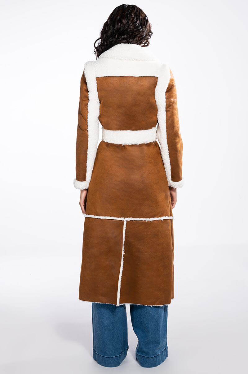 Extra View Oh Na Na Shearling Suede Trench Coat 10