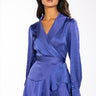 Front View Oh So Flirty Satin Wrap Dress