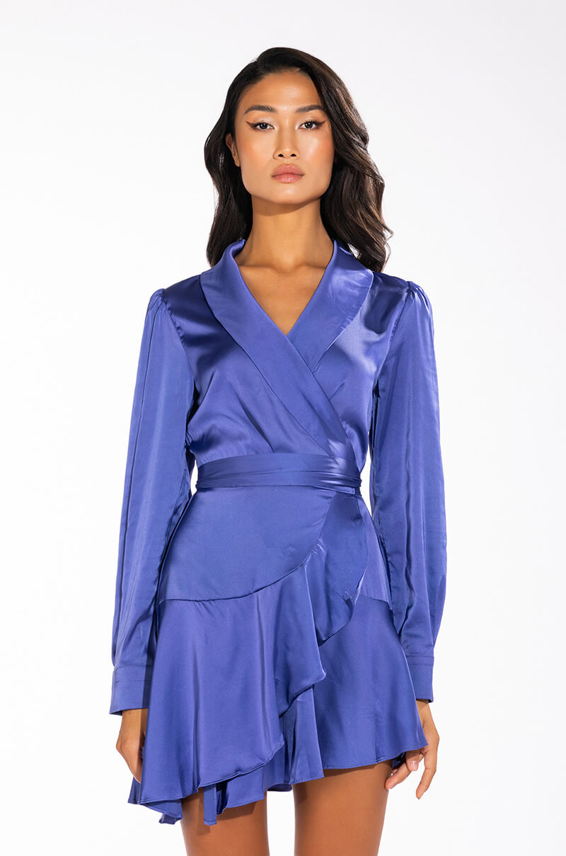 SATIN WRAP DRESS AKIRA SATIN WRAP DRESS AKIRA