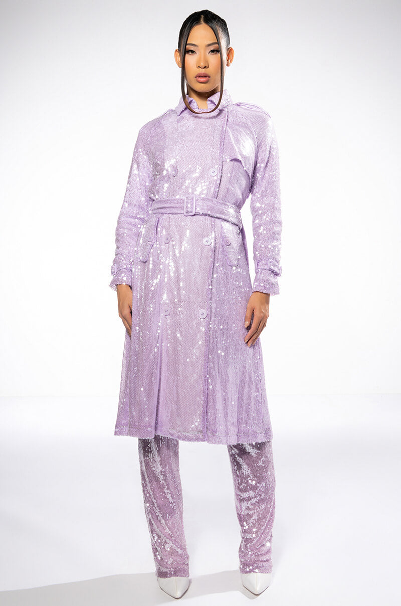 Front View Oh You Fancy Sequin Trench Jacket