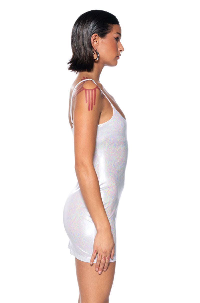 Back View Oil Spill Metallic Mini Dress