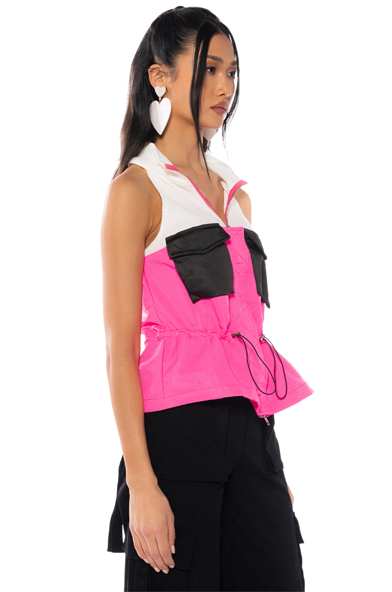 Side View Ollie Multicolor Sleeveless Blouse view 2
